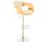 CLP Tabouret De Bar Kingston en Similicuir I Chaise Haute avec Coque en Bois Dossier Et Accoudoirs I Pičtement Et Repose-Pied en Métal Chromé, Couleur:Nature/crčme