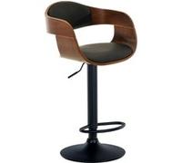 CLP Tabouret de bar Kingston avec Coque en bois Support en métal , Noyer / Noir/Similicuir Noir G