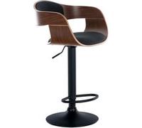 CLP Tabouret de bar Kingston avec Coque en bois Support en métal , Noyer / Noir/Tissu Noir G