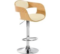 CLP Tabouret de bar Kingston avec Coque en bois Assise en similicuir , Nature / Crème Nature / Crème G