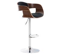 CLP Tabouret de Bar Kingston Réglable en Hauteur Tissu I Chaise Haute de Cuisine avec Dossier et Repose-Pied Chaise Pivotante I Couleur: | Couleur Noyer/Noir