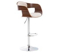 CLP Tabouret de Bar Kingston Réglable en Hauteur Tissu I Chaise Haute de Cuisine avec Dossier et Repose-Pied Chaise Pivotante I Couleur: | Couleur Noyer/crème