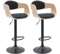 CLP Tabouret de Bar Kingston, Set de 2 tabourets avec Dossier, chaises de Bar rembourrées en Similicuir ou en Tissu, réglables en Hauteur | Couleur Nature/Noir Matériel Tissu