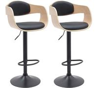 CLP Tabouret de Bar Kingston, Set de 2 tabourets avec Dossier, chaises de Bar rembourrées en Similicuir ou en Tissu, réglables en Hauteur, Couleur:Nature/Noir, Matériel:Similicuir