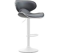 CLP Tabouret de bar Las Vegas V2 – similicuir, réglable, dossier, repose-pieds, gris/blanc