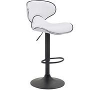 CLP Tabouret De Bar Las Vegas V2 Hauteur Réglable I Tabouret De Bar Confortable Avec Dossier Et Repose-pieds I Chaise Haute De Bar Rembourrée, Couleur:blanc, Couleur du cadre:noir