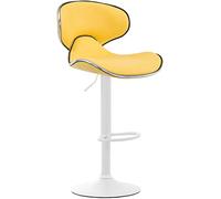 CLP Tabouret De Bar Las Vegas V2 Hauteur Réglable I Tabouret De Bar Confortable avec Dossier Et Repose-Pieds I Chaise Haute De Bar Rembourrée, Couleur:Jaune, Couleur du Cadre:Blanc