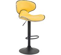 CLP Tabouret De Bar Las Vegas V2 Hauteur Réglable I Tabouret De Bar Confortable avec Dossier Et Repose-Pieds I Chaise Haute De Bar Rembourrée, Couleur:Jaune, Couleur du Cadre:Noir