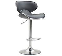 CLP Tabouret De Bar Las Vegas V2 Hauteur Réglable I Tabouret De Bar Confortable avec Dossier Et Repose-Pieds I Chaise Haute De Bar Rembourrée | Couleur Gris Couleur du Cadre Chrome