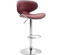 CLP Tabouret De Bar Las Vegas V2 Hauteur Réglable I Tabouret De Bar Confortable avec Dossier Et Repose-Pieds I Chaise Haute De Bar Rembourrée | Couleur Bordeaux Couleur du Cadre Chrome