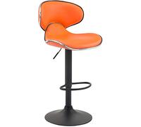 CLP Tabouret De Bar Las Vegas V2 Hauteur Réglable I Tabouret De Bar Confortable avec Dossier Et Repose-Pieds I Chaise Haute De Bar Rembourrée, Couleur:Orange, Couleur du Cadre:Noir