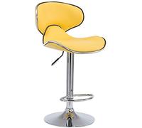 CLP Tabouret De Bar Las Vegas V2 Hauteur Réglable I Tabouret De Bar Confortable avec Dossier Et Repose-Pieds I Chaise Haute De Bar Rembourrée, Couleur:Jaune, Couleur du Cadre:Chrome