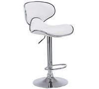 CLP Tabouret de bar Las Vegas V2 similicuir avec pied en métal , Blanc /Chrome Blanc G