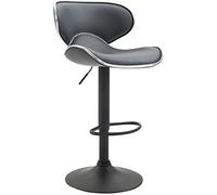 CLP Tabouret De Bar Las Vegas V2 Hauteur Réglable I Tabouret De Bar Confortable Avec Dossier Et Repose-pieds I Chaise Haute De Bar Rembourrée, Couleur:gris, Couleur du cadre:noir