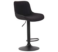 CLP Tabouret De Bar Lentini en Tissu I Chaise Haute De Bistrot avec Repose-Pieds Hauteur Réglable Pivotant I Siège Matelassé, Couleur:Noir, Couleur du Cadre:Noir