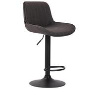 CLP Tabouret De Bar Lentini en Tissu I Chaise Haute De Bistrot avec Repose-Pieds Hauteur Réglable Pivotant I Siège Matelassé, Couleur:Gris foncé, Couleur du Cadre:Noir