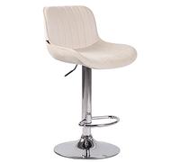 CLP Tabouret De Bar Lentini en Velours I Chaise Haute De Bistrot avec Repose-Pieds Hauteur Réglable Pivotant I Siège Matelassé, Couleur:crème, Couleur du Cadre:Chrome