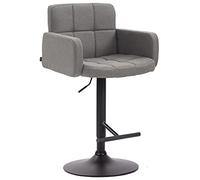 CLP Tabouret de bar Los Angeles tissu avec pied en métal , Gris/Noir