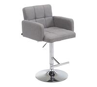 CLP Tabouret de bar Los Angeles tissu avec pied en métal , Gris/Chrome Gris G