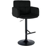 CLP Tabouret de Bar Los Angeles Velours, Hauteur Réglable, Pivotant, Supporte 150 kg | Couleur Noir Couleur du Cadre Noir