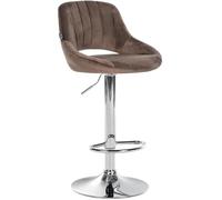 CLP Tabouret de Bar Milet reglable en Hauteur avec Dossier, Chaise de Bar rembourree en Velours, pivotant, Pied en Metal | Couleur Marron Couleur du Cadre Chrome