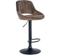 CLP Tabouret de Bar Milet reglable en Hauteur avec Dossier, Chaise de Bar rembourree en Velours, pivotant, Pied en Metal - Couleur: Marron, Couleur du Cadre: Noir