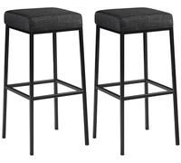 CLP Tabouret De Bar Montreal Tissu I Chaise Haute De Bar Confortable avec Repose-Pied I Hauteur D''Assise 85 cm I Tabouret de Cuisine, Couleur:Gris foncé, Couleur du Cadre:Noir