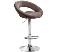 CLP Tabouret de Bar Olinda revêtement Velours I Chaise de Bar réglable en Hauteur et pivotante I Tabouret de comptoir avec Dossier et Repose-Pieds, Couleur:Marron, Couleur du Cadre:Chrome