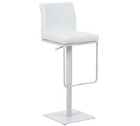 CLP Tabouret de Bar Panama Reglable en Hauteur I Chaise Haute de Bar avec Dossier et Repose-Pied | Couleur Blanc Couleur du Cadre Blanc