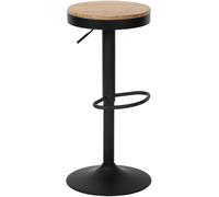 CLP Tabouret de Bar Pitas,Tabouret de comptoir avec Repose-Pieds, réglable en Hauteur et pivotant avec Assise en Bois | Couleur Nature