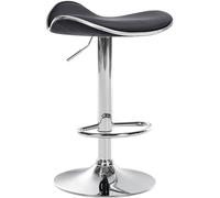 CLP Tabouret De Bar Pivotant Shanghai En Similicuir I Siège Ergonomique Avec Hauteur Réglable I Piètement Trompette Repose-pieds Metal Chromé, Couleur:noir, Matériel du cadre:Métal en finition chromée