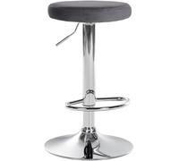 CLP Tabouret de Bar Ponte Revêtement Velours I Chaise réglable en Hauteur, Couleur:Gris foncé, Couleur du Cadre:Chrome