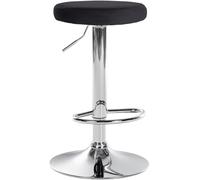 CLP Tabouret de Bar Ponte Revêtement Velours I Chaise réglable en Hauteur, Couleur: Noir, Couleur du Cadre: Chrome