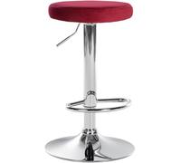 CLP Tabouret de Bar Ponte Revêtement Velours I Chaise réglable en Hauteur, Couleur:Rouge, Couleur du Cadre:Chrome