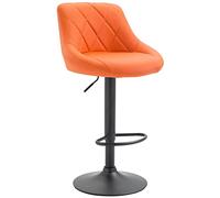 CLP Tabouret De Bar Réglable en Hauteur Lazio Similicuir I Chaise Hauteur De Bar Confortable avec Dossier Et Repose-Pied I Réglable Pivotant | Couleur Orange Couleur du Cadre Noir