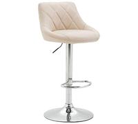 CLP Tabouret De Bar Réglable en Hauteur Lazio Similicuir I Chaise Hauteur De Bar Confortable avec Dossier Et Repose-Pied I Réglable Pivotant | Couleur crème Couleur du Cadre Chrome