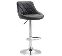 CLP Tabouret De Bar Réglable en Hauteur Lazio Similicuir I Chaise Hauteur De Bar Confortable avec Dossier Et Repose-Pied I Réglable Pivotant | Couleur Noir Couleur du Cadre Chrome