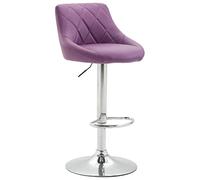 CLP Tabouret De Bar Réglable en Hauteur Lazio Similicuir I Chaise Hauteur De Bar Confortable avec Dossier Et Repose-Pied I Réglable Pivotant | Couleur Violet Couleur du Cadre Chrome