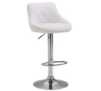 CLP Tabouret De Bar Réglable en Hauteur Lazio Similicuir I Chaise Hauteur De Bar Confortable avec Dossier Et Repose-Pied I Réglable Pivotant | Couleur Blanc Couleur du Cadre Chrome