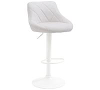 CLP Tabouret De Bar Réglable en Hauteur Lazio Similicuir I Chaise Hauteur De Bar Confortable avec Dossier Et Repose-Pied I Réglable Pivotant | Couleur Blanc Couleur du Cadre Blanc