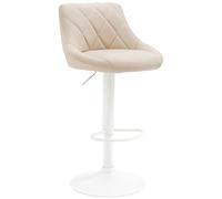 CLP Tabouret De Bar Réglable en Hauteur Lazio Similicuir I Chaise Hauteur De Bar Confortable avec Dossier Et Repose-Pied I Réglable Pivotant | Couleur crème Couleur du Cadre Blanc