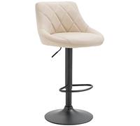 CLP Tabouret De Bar Réglable en Hauteur Lazio Similicuir I Chaise Hauteur De Bar Confortable avec Dossier Et Repose-Pied I Réglable Pivotant | Couleur crème Couleur du Cadre Noir