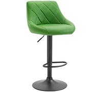 CLP Tabouret De Bar Réglable en Hauteur Lazio Similicuir I Chaise Hauteur De Bar Confortable avec Dossier Et Repose-Pied I Réglable Pivotant | Couleur Vert Couleur du Cadre Noir