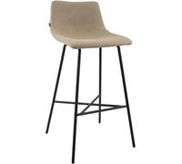 CLP Tabouret de Bar rembourré Altona avec Dossier et Repose-Pieds, Tabouret de comptoir Moderne pour Cuisine, avec Structure en métal Noir | Couleur Taupe Matériel Tissu