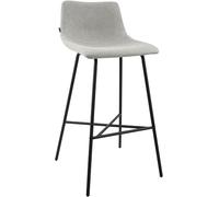 CLP Tabouret de Bar rembourré Altona avec Dossier et Repose-Pieds, Tabouret de comptoir Moderne pour Cuisine, avec Structure en métal Noir | Couleur Gris Matériel Tissu