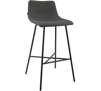 CLP Tabouret de Bar rembourré Altona avec Dossier et Repose-Pieds, Tabouret de comptoir Moderne pour Cuisine, avec Structure en métal Noir | Couleur Gris foncé Matériel Tissu