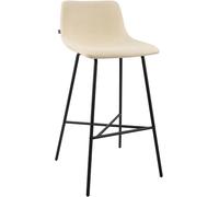 CLP Tabouret de Bar rembourré Altona avec Dossier et Repose-Pieds, Tabouret de comptoir Moderne pour Cuisine, avec Structure en métal Noir | Couleur crème Matériel Tissu