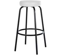 CLP Tabouret de Bar rembourré sans Dossier Kamari, Chaise de Bar avec revêtement en Similicuir ou en Velours, avec Structure métallique | Couleur Blanc Matériel Similicuir