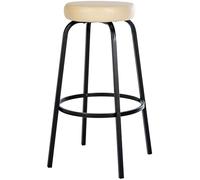 CLP Tabouret de Bar rembourré sans Dossier Kamari, Chaise de Bar avec revêtement en Similicuir ou en Velours, avec Structure métallique | Couleur crème Matériel Similicuir