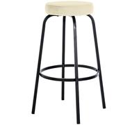 CLP Tabouret de Bar rembourré sans Dossier Kamari, Chaise de Bar avec revêtement en Similicuir ou en Velours, avec Structure métallique, Couleur: crème, Matériel: Velours